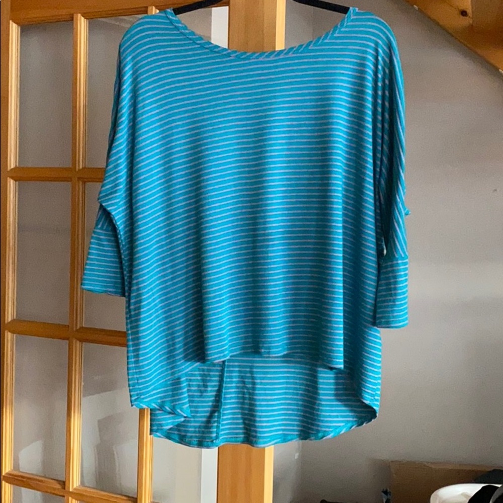 Teal and Pink Quarter Length Top